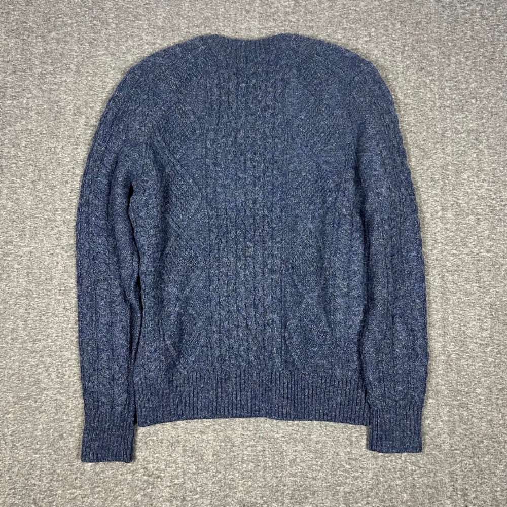 Brooks Brothers Cable Knit Sweater Mens Medium Blue Wool Blend Crewneck Pullover - Picture 4 of 8